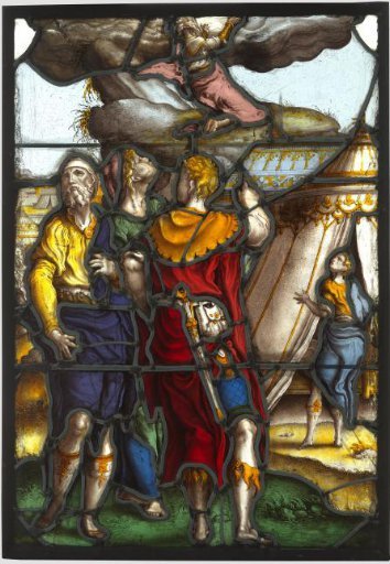 Pane with a representation of Moses on Mount Sinai