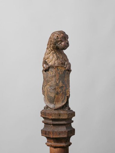 Lion Supporting an Escutcheon, from the Top of a Balustrade or the Backrest of the Stadholder's Chair in the Rolzaal in the Hof van Holland, The Hague