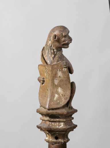 Monkey Supporting an Escutcheon, from the Top of a Balustrade or the Backrest of the Stadholder's Chair in the Rolzaal in the Hof van Holland, The Hague