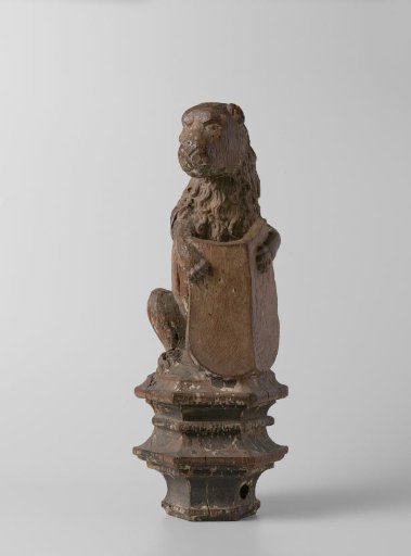 Lion Supporting an Escutcheon, from the Top of a Balustrade or the Backrest of the Stadholder’s Chair in the Rolzaal in the Hof van Holland, The Hague