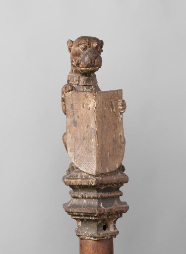 Dog Supporting an Escutcheon, from the Top of a Balustrade or the Backrest of the Stadholder’s Chair in the Rolzaal in the Hof van Holland, The Hague