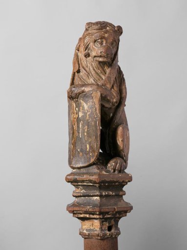 Lion Supporting an Escutcheon, from the Top of a Balustrade or the Backrest of the Stadholder's Chair in the Rolzaal in the Hof van Holland, The Hague