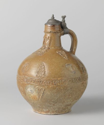 Bearded man jug with medallions