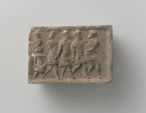 Fireplace Stone Depicting the Two Elders from the Story of Susanna Being Led Away to Be Stoned