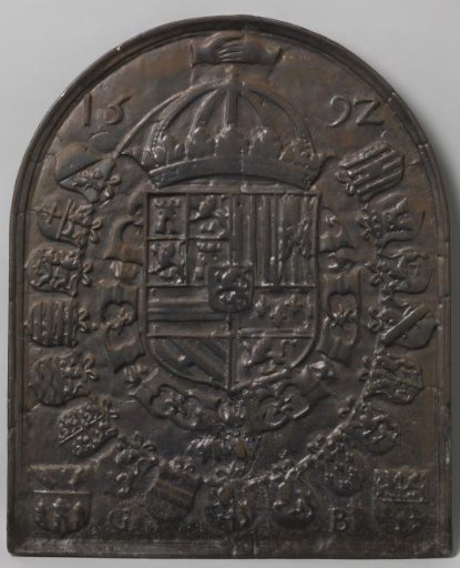 Hearth Plate with the Arms of Philip II Surrounded by the Arms of the Seventeen Provinces