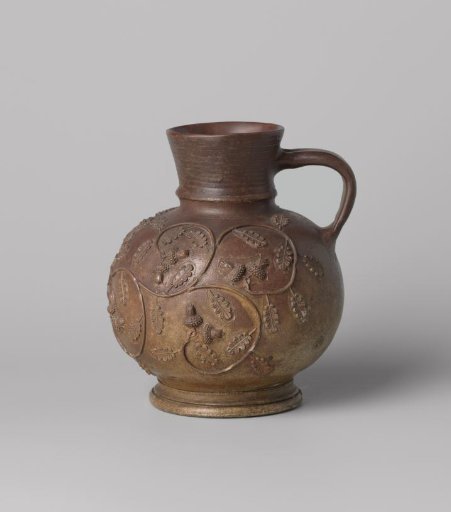 Jug with a coat of arms and oak scrolls