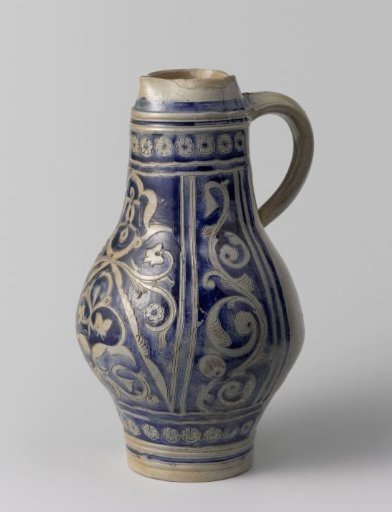 Jug with floral scrolls in panels
