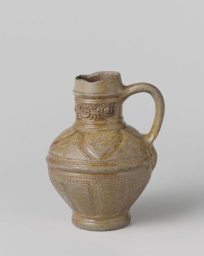 Jug with flowers, scrolls and medallions