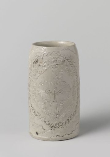 Tankard 'humpen' with flowering plants and floral scrolls