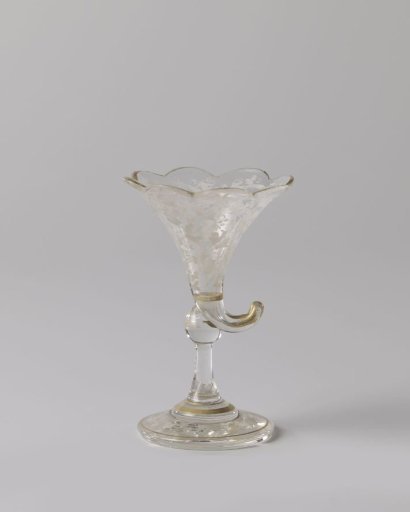 Chalice glass with leaf volutes