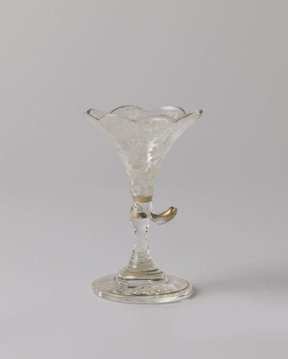 Chalice glass with leaf volutes
