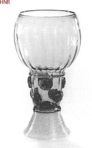 Roemer with ribbed bowl and two rows of hobnails