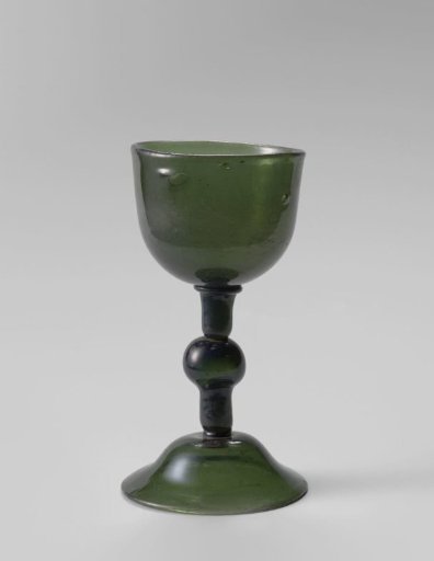 Green glass goblet