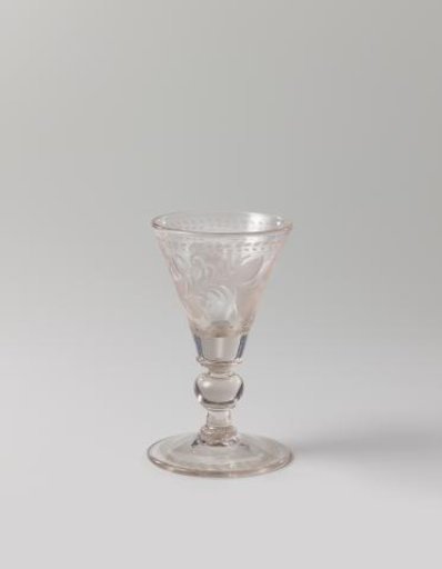 Chalice glass with leafy tendrils and circles