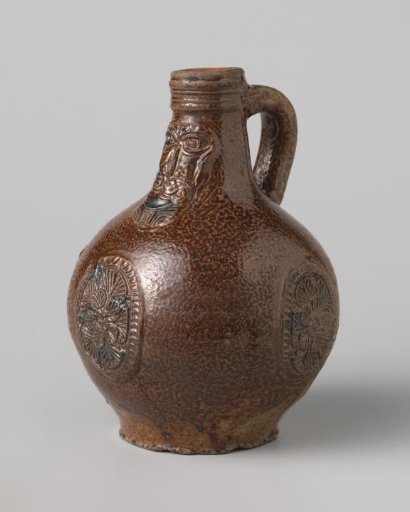 Jug (Bartmann jug) with a flower in a medallion