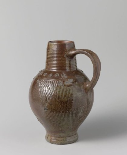 Jug with ribbed neck, medallions and chip carving