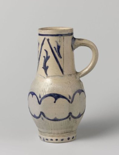 Jug with a hexagonal body and foliate scrolls