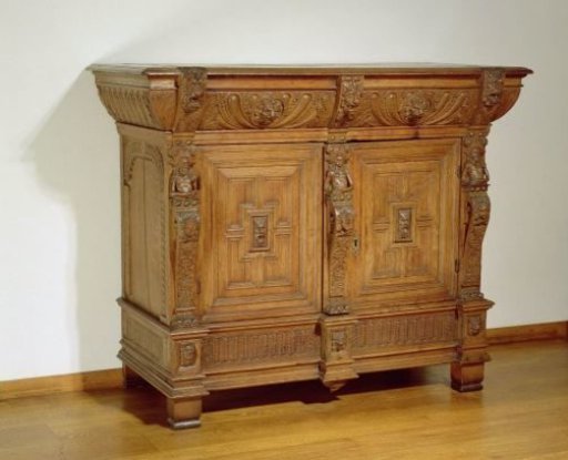 Base Cabinet, Decorated with Hermatlans and Satyr Heads Among Other Motifs