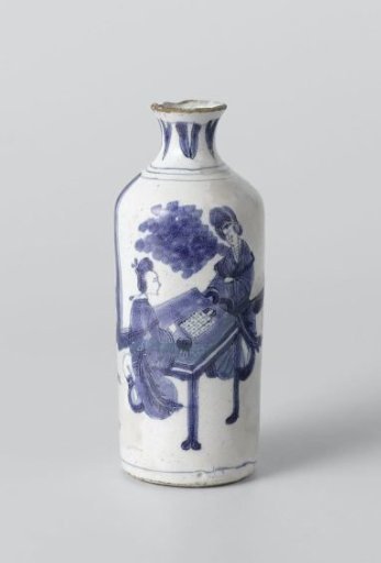Rolling Cart of Blue-Painted Faience