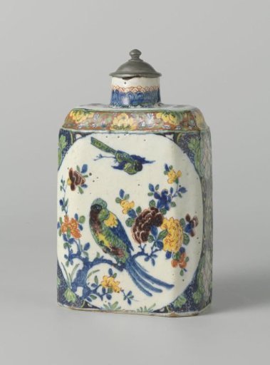 Tea Caddy of Faience with a Tin Lid