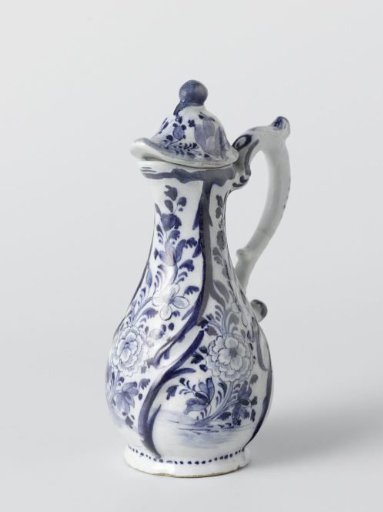 Lidded jug of blue-painted faience