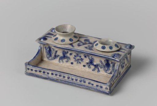 Ink stand with horses, vases and flowers