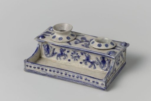 Ink stand with horses, vases and flowers