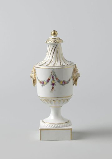 Vase, painted with flower garlands and lion heads