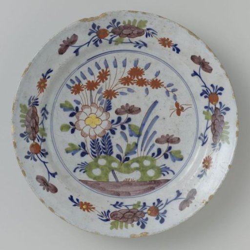 Faience plate with flowers