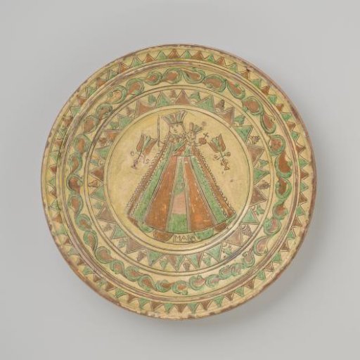 Round plate of lead-glazed earthenware