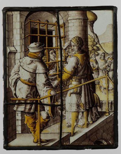 Chessboard with the visit to John the Baptist in prison