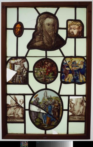 Panel with, among others, John with the Eagle and Saint Ambrose