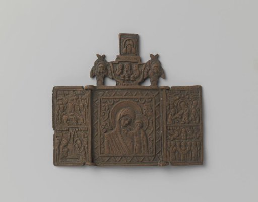Triptych with the Mother of God of Kazan and scenes from the life of Christ