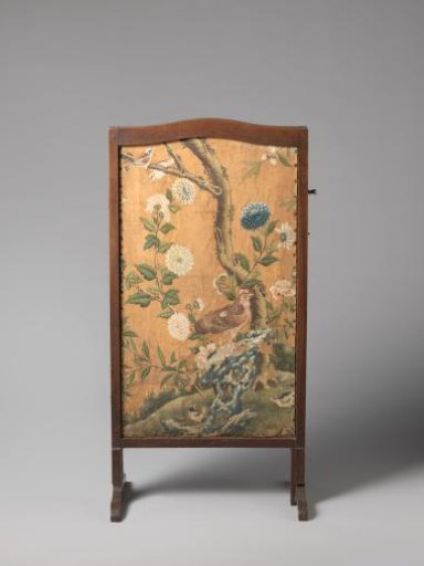 Fire screen painted with flowers and birds