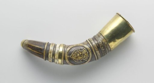 Ox horn with copper fittings