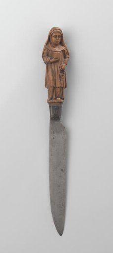 Knife with a Handle Representing a Nun with a Book and a Rosary