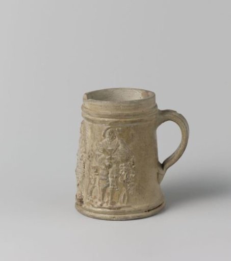 Tankard with three men in relief