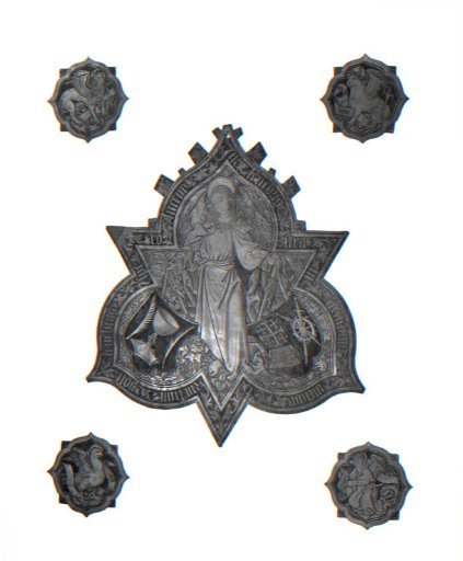 Five plates from the tombstone of Gijsbert Willemsz. Raet in Gouda