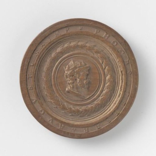 Half of a chessboard with portrait: Phocas