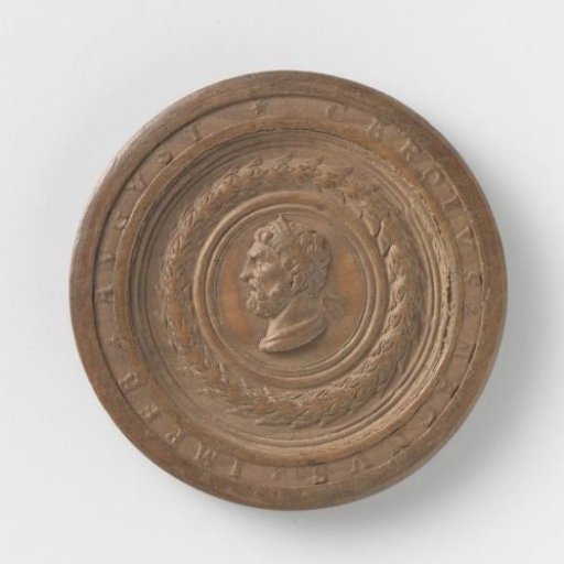 Half of a chessboard with portrait: Charlemagne