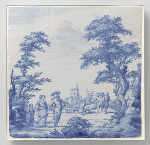 Plate Painted with Landscape with Figures