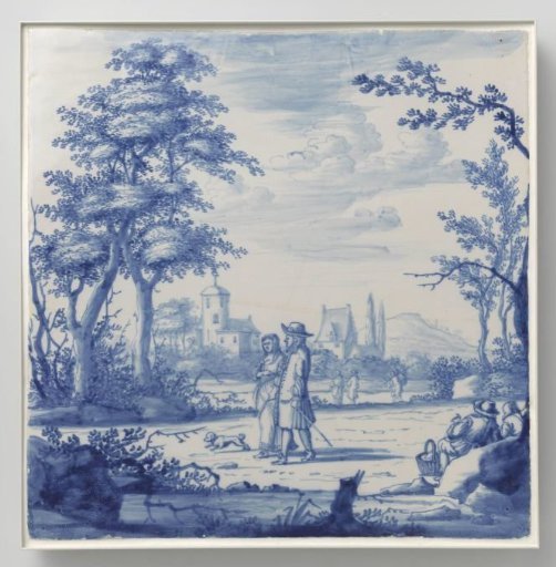 Plate Painted with Landscape with Figures