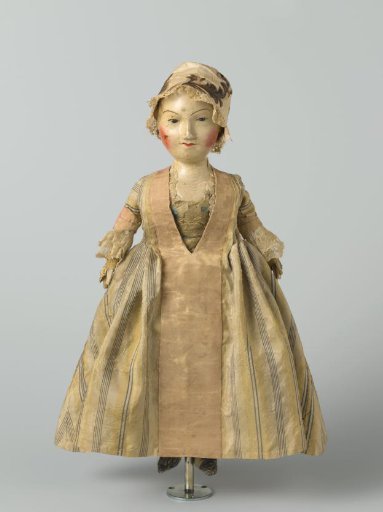 Doll with Wooden Head and Hands, with Clothing
