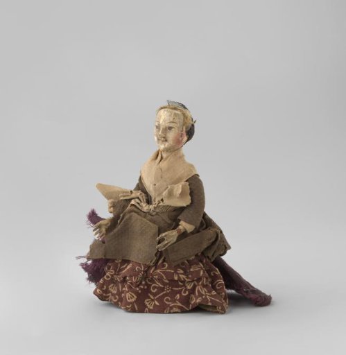 Doll with Wooden Head and Hands, with Clothing