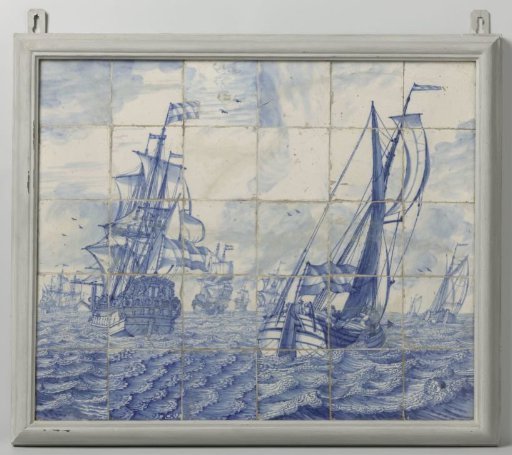 Tile panel with seascape