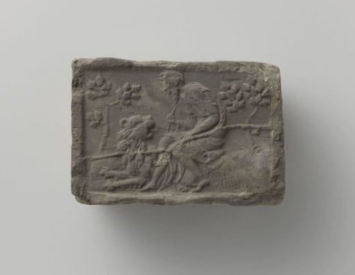 Fireplace stone with a representation of the evangelist Mark