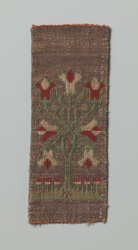 Fragment of a Cologne tapestry weave (orfroi) with a pattern of a stylized tree with cone-shaped flowers