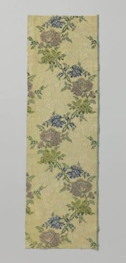 Fragment of multicolored brocaded silk