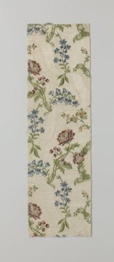 Fragment of multicolored brocaded silk