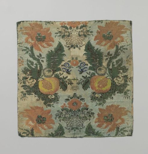 Fragment of multicolored brocaded silk